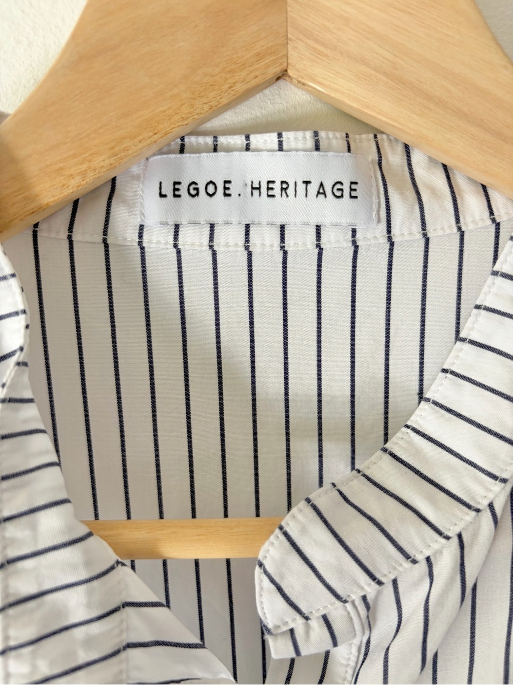 LÉGOE HERITAGE White Navy Pinstripe Cotton Sleeveless Maternity Midi Dress - Picture 5 of 12
